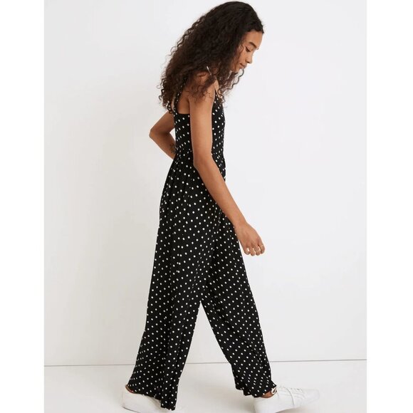 Madewell True Black White Polka Dot Tank Wide-Leg Jumpsuit - 20774 - Picture 2 of 12